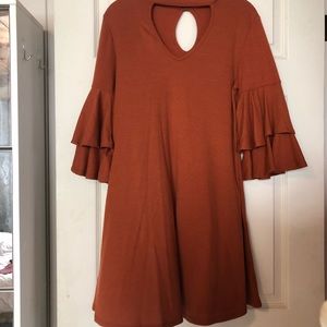 Burnt Orange Bell Sleeve